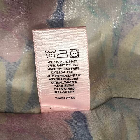 Selkie The Puff Babydoll MIni Dress White w/ Pastel Print Size Small - Picture 9 of 10